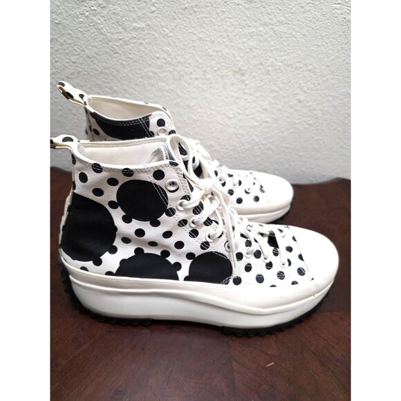 Converse Polka Dot Platform High-Top Sneakers White & Black Canvas Unisex Size 1 - Picture 3 of 15